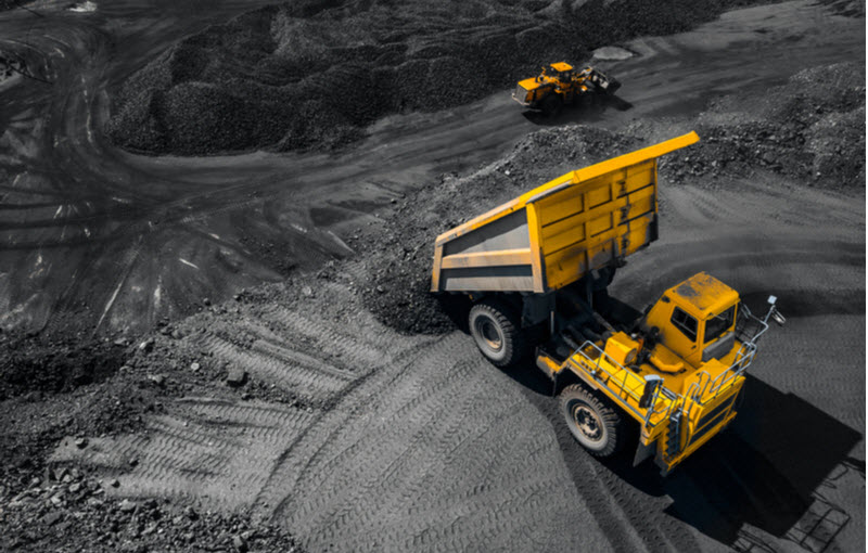 Big yellow mining truck for coal