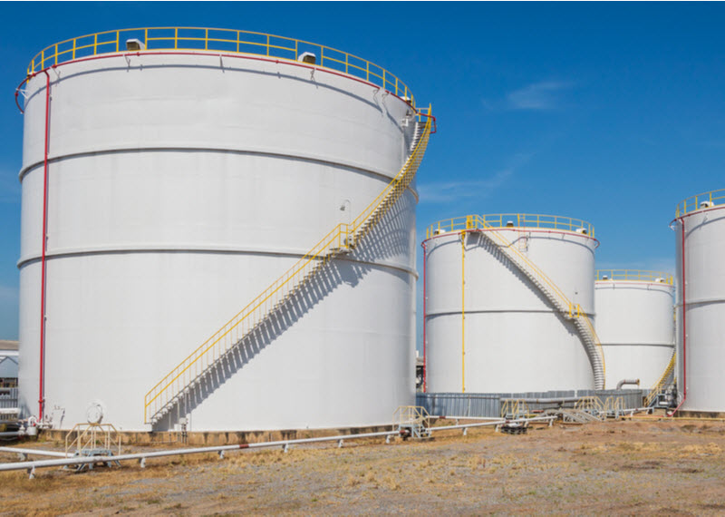arge white Industrial tanks for petrol and oil