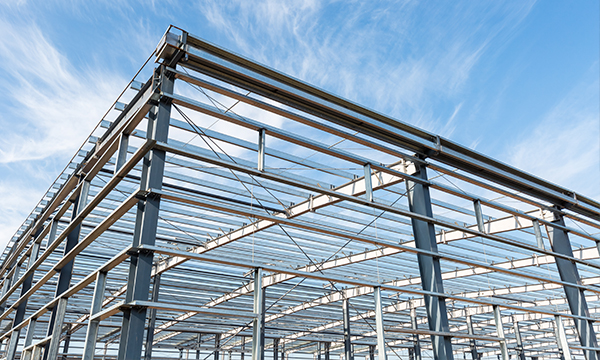 steel frame structure under construction
